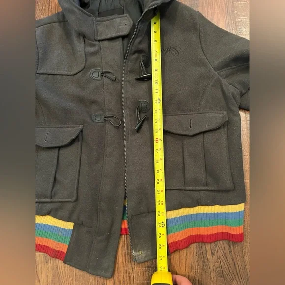 Coogi Australia Spell Out Rainbow Hooded Gray Jacket Coat Womens - Picture 7 of 8